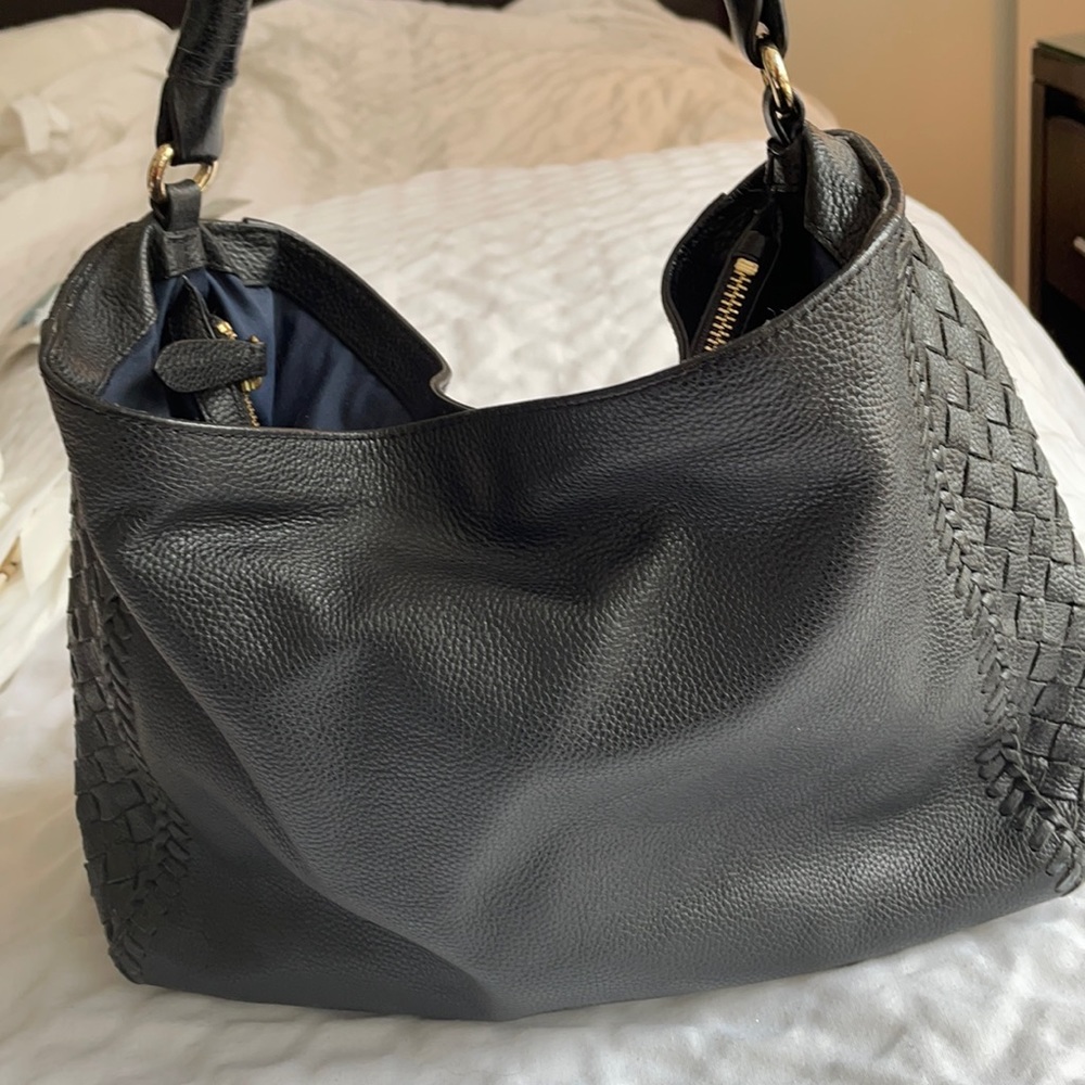 Cole Haan Leather Tote with weave siding
